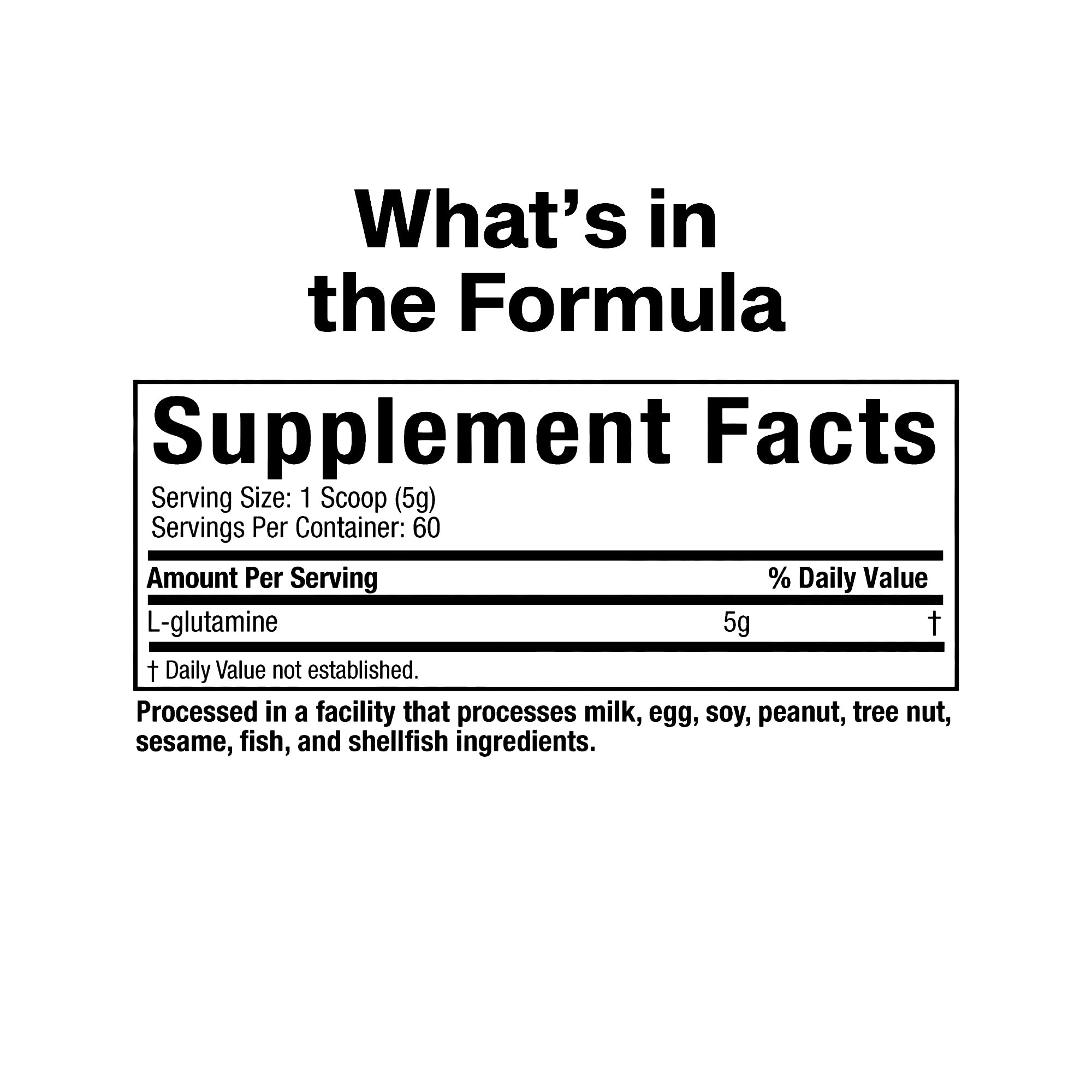 MuscleTech Platinum 100% Glutamine 373g nutritional information