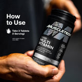 MuscleTech Platinum Multivitamin on a kitchen counter