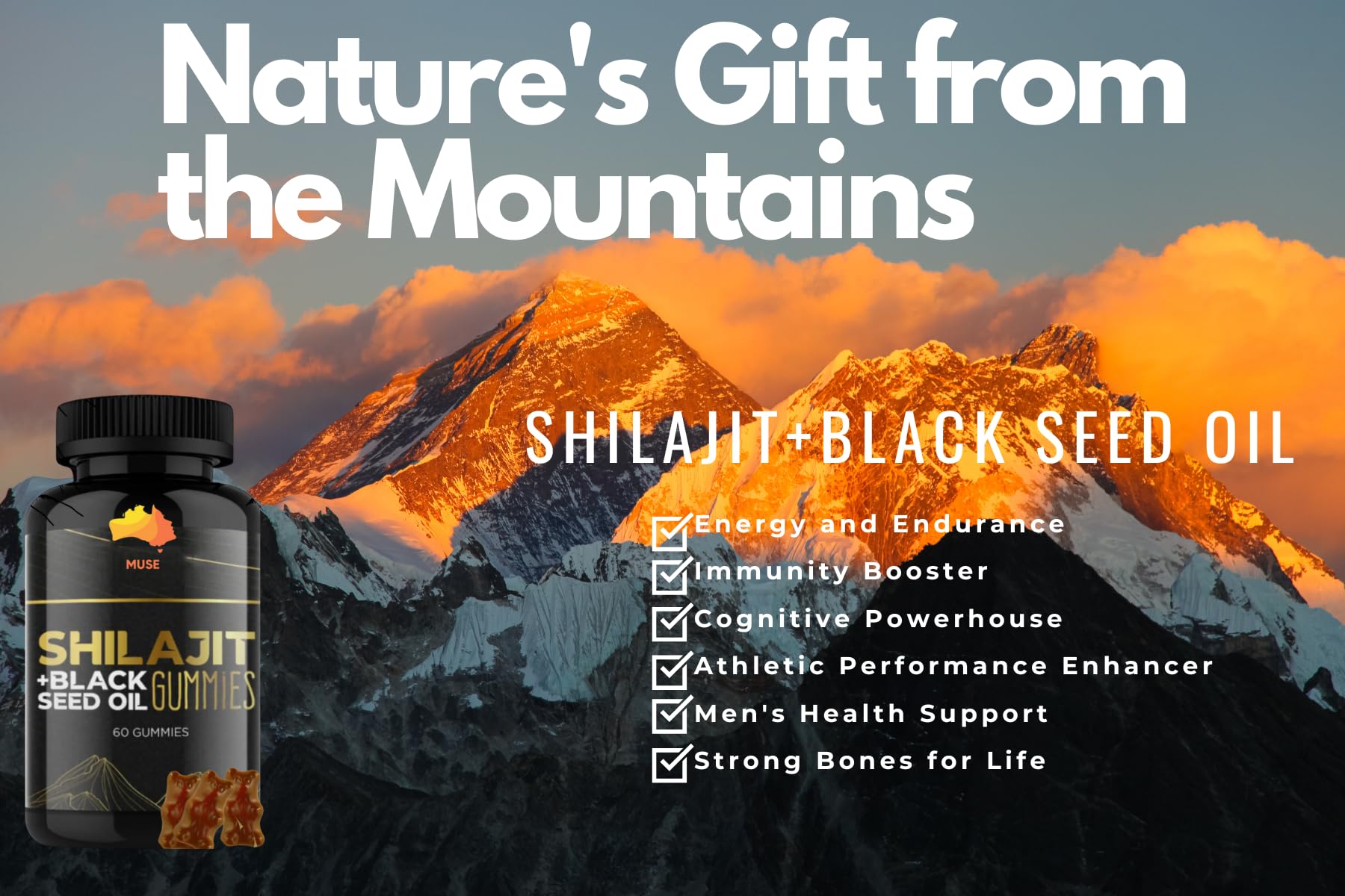 Muse Celtic Minerals Shilajit Black Gummies packaging
