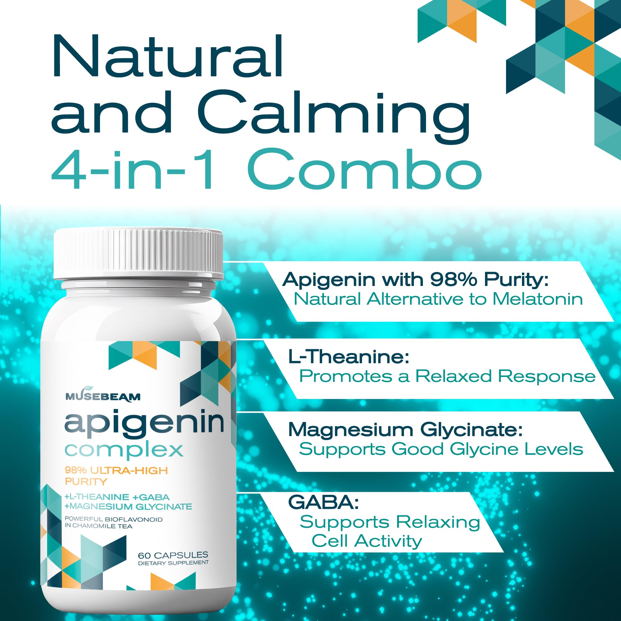 musebeam Apigenin Capsules with a measuring spoon