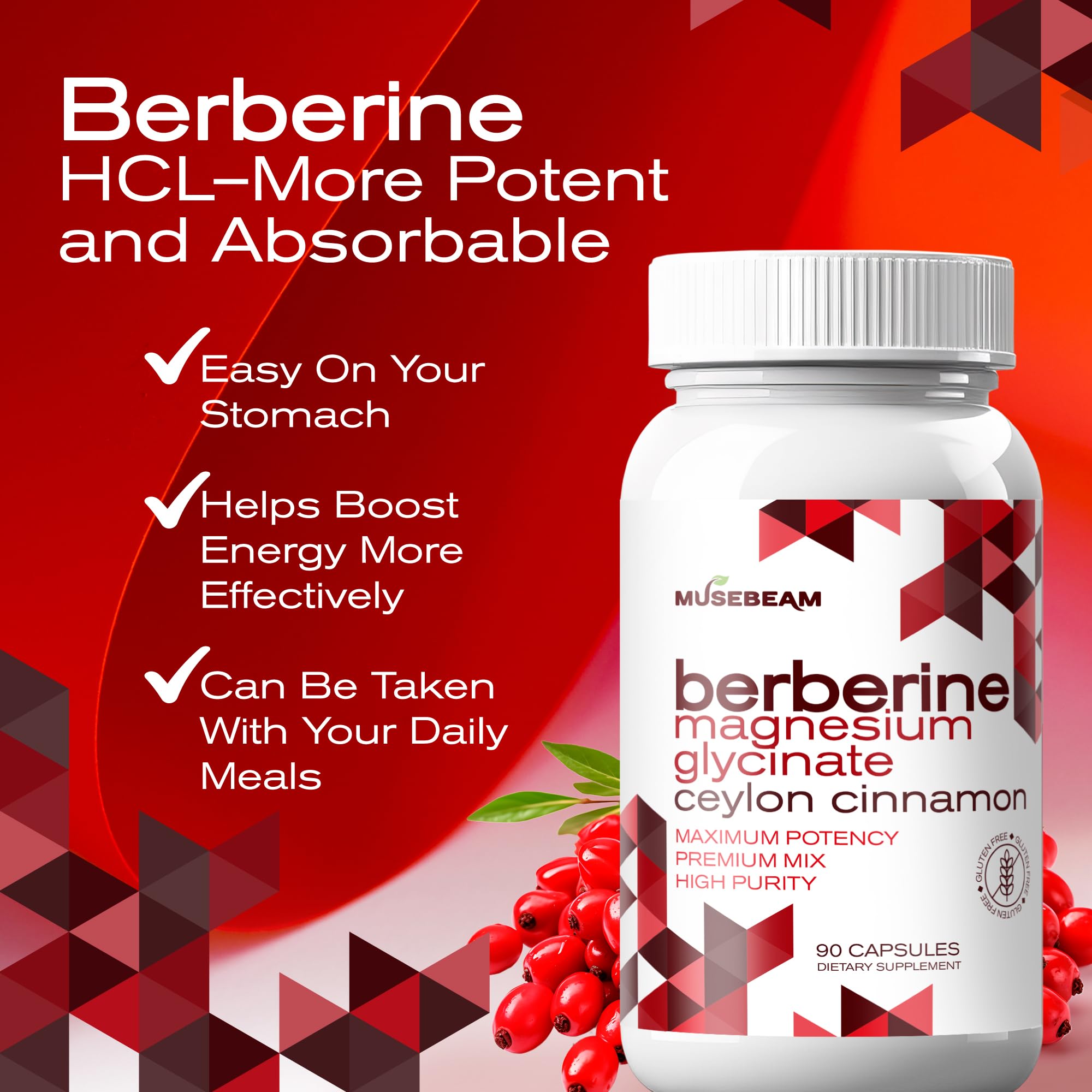 musebeam Berberine Capsules side view with packaging