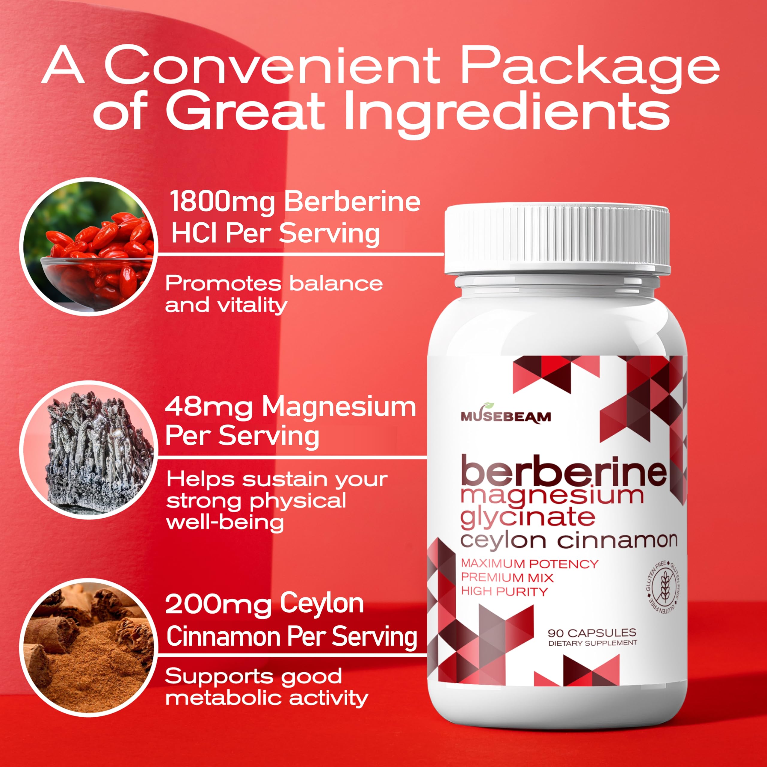 musebeam Berberine Capsules with measuring spoon