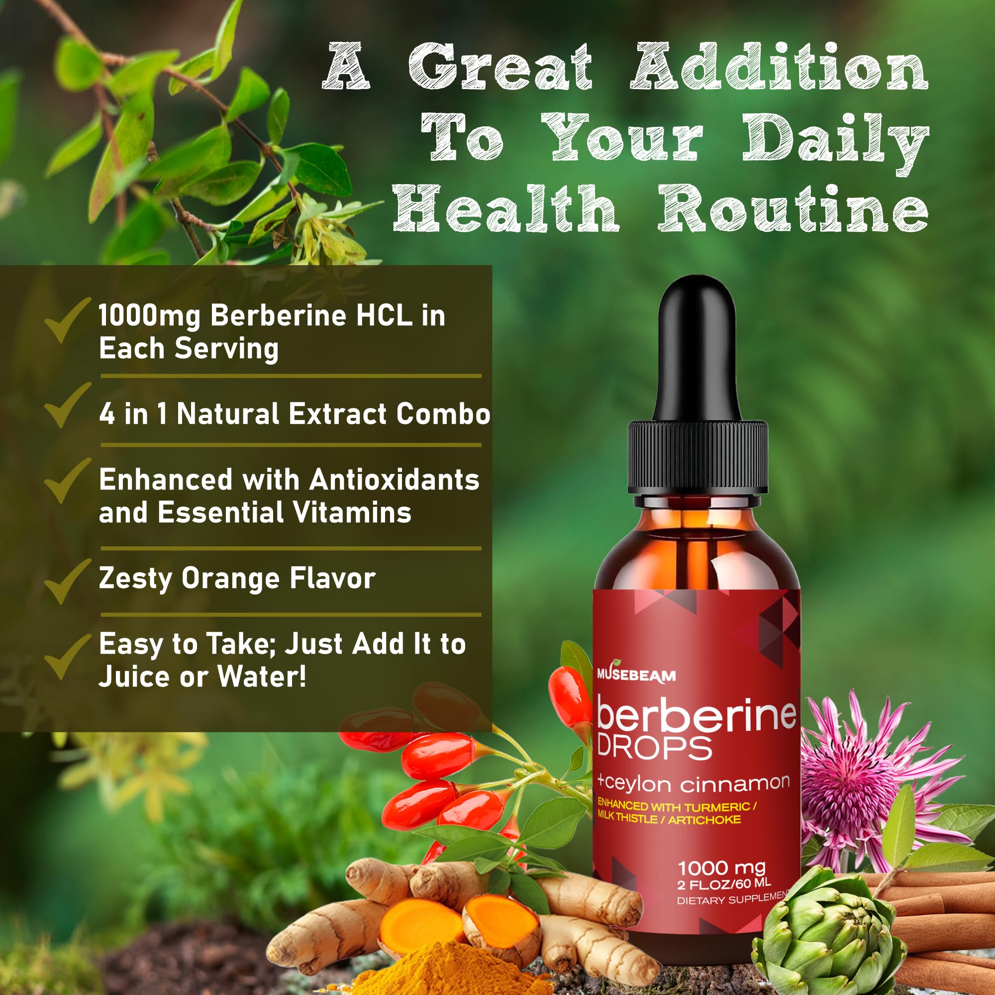 musebeam Berberine HCL Tincture 1000mg packaging