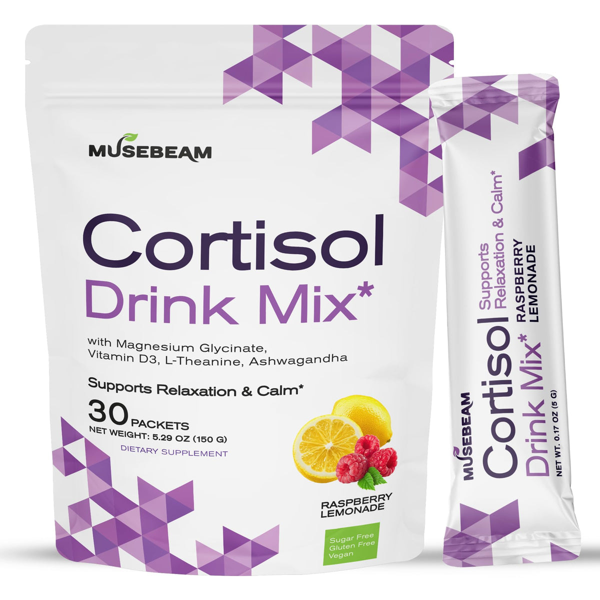 musebeam Cortisol Drink Mix 30 packets front view