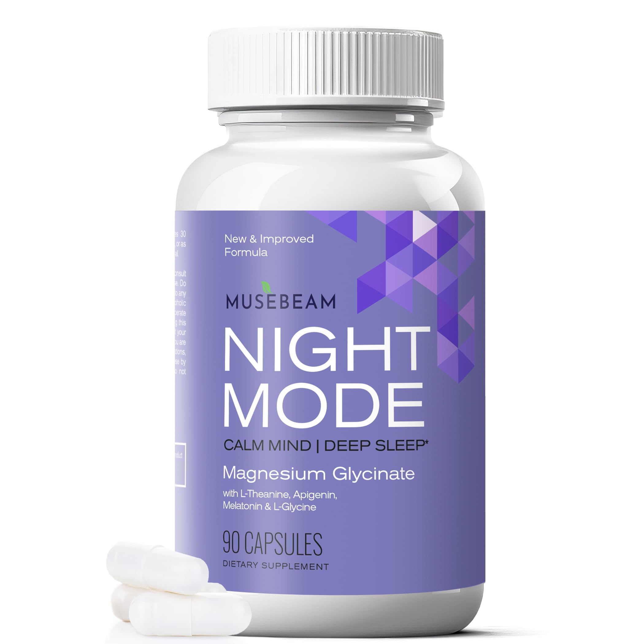 musebeam Magnesium Glycinate 90 Capsules front view