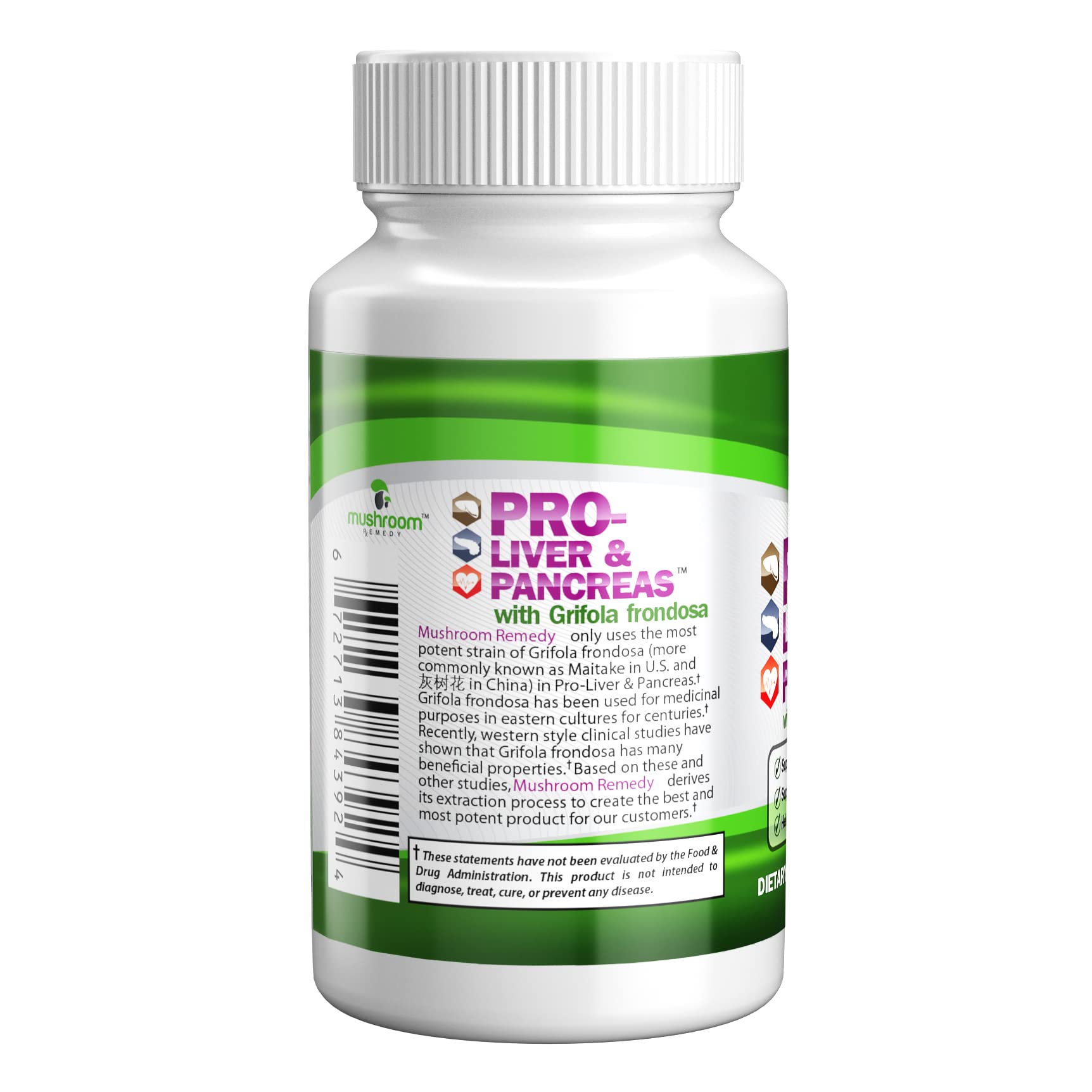 Mushroom Remedy Pro-Liver & Pancreas 1g supplement side view