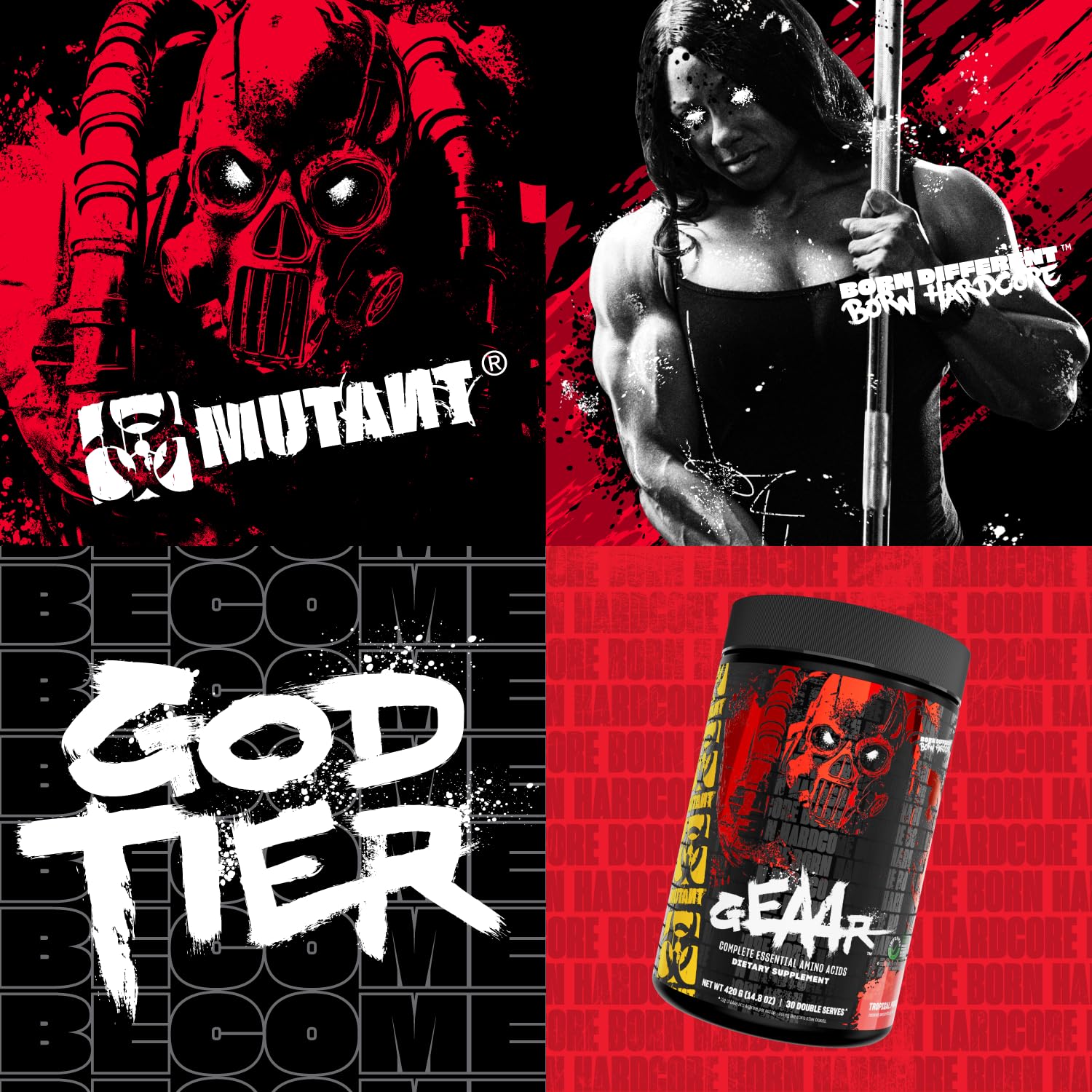 Mutant BCAA Powder 420g displayed with coconut water