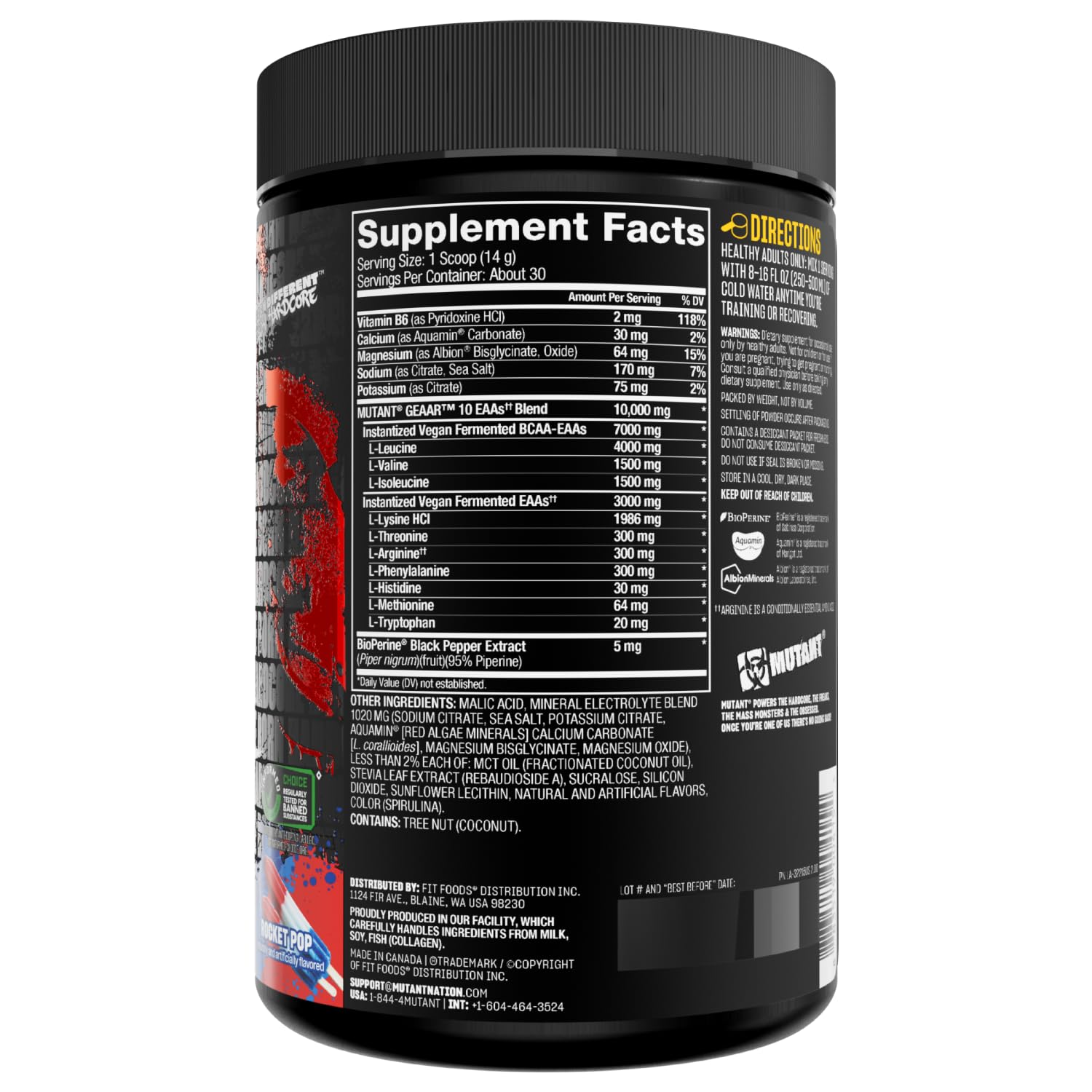 Mutant BCAA Powder 420g in a bowl with a scoop
