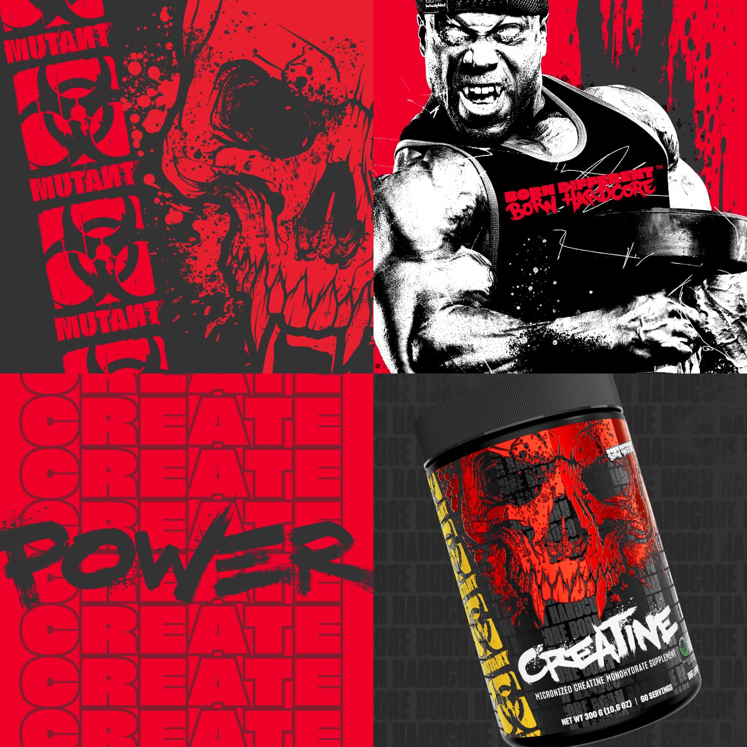 Mutant Creatine Monohydrate Powder close-up of label