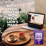 MUUK' SUPERFOODS Lion's Mane Mushroom Powder with fresh mushrooms