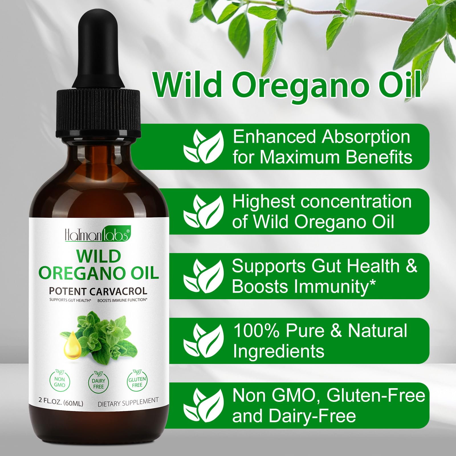 MXCZBSM Oregano Oil Liquid Drops in hand for size context