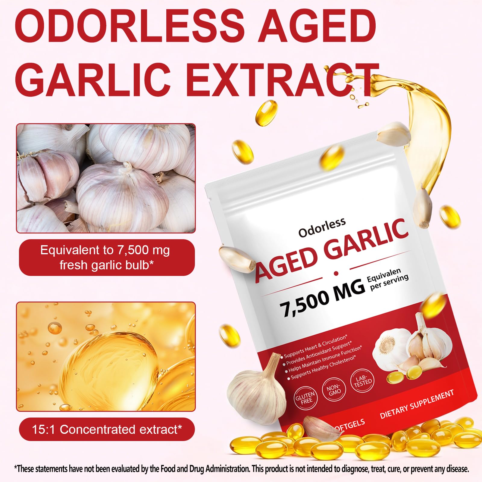 MXCZBSM Organic Garlic Capsules bottle on a wooden table