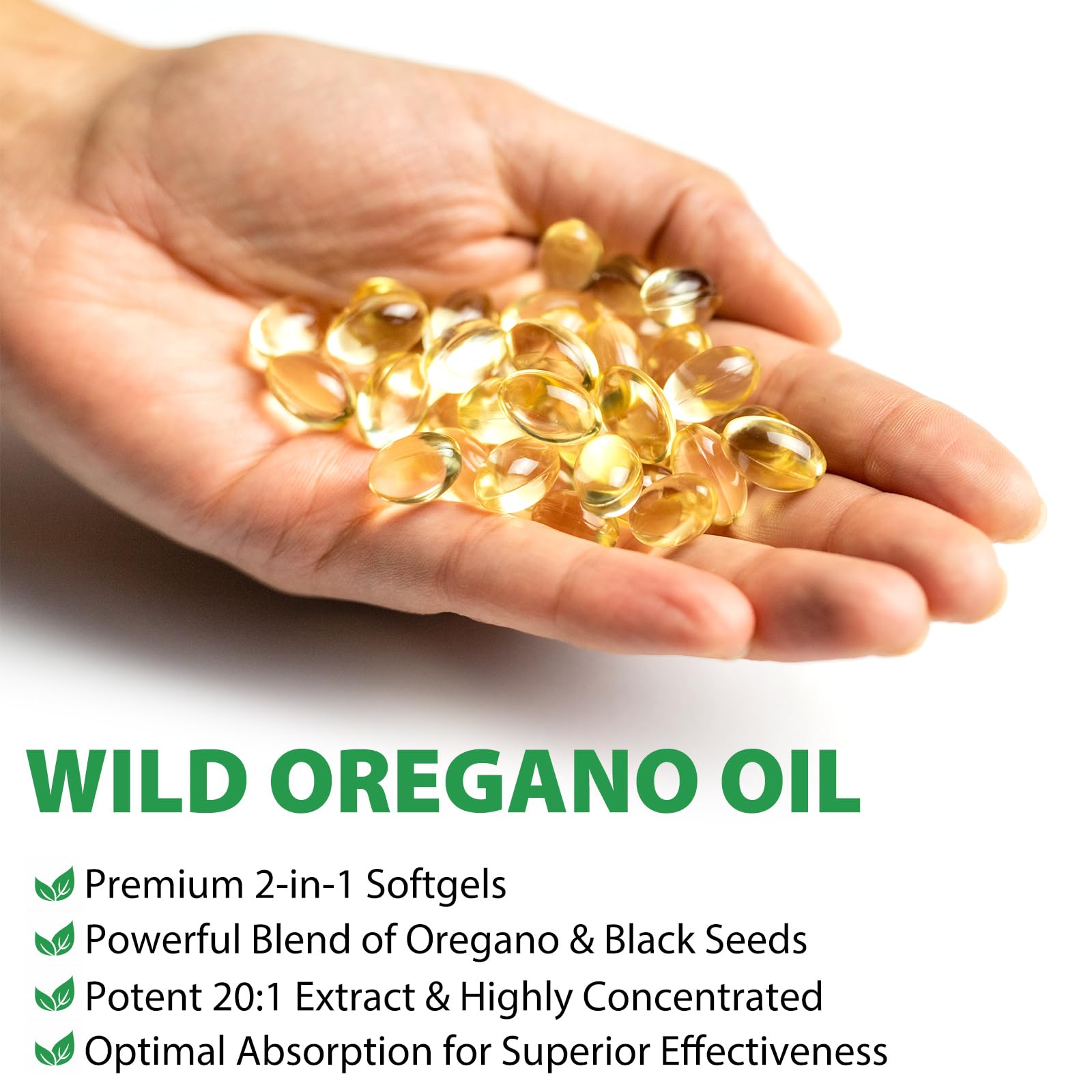 MXCZBSM Organic Oil of Oregano Softgels in a hand
