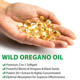 MXCZBSM Organic Oil of Oregano Softgels in a hand