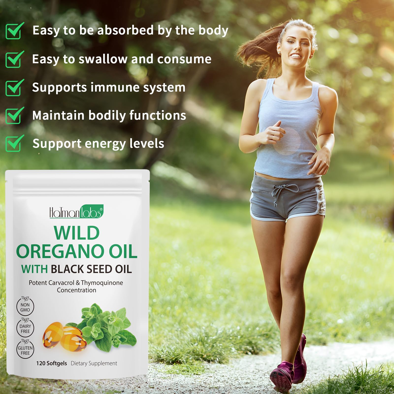 MXCZBSM Organic Oil of Oregano Softgels on a table