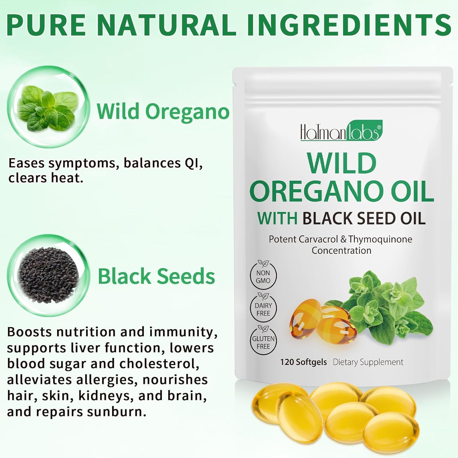 MXCZBSM Organic Oil of Oregano Softgels side view
