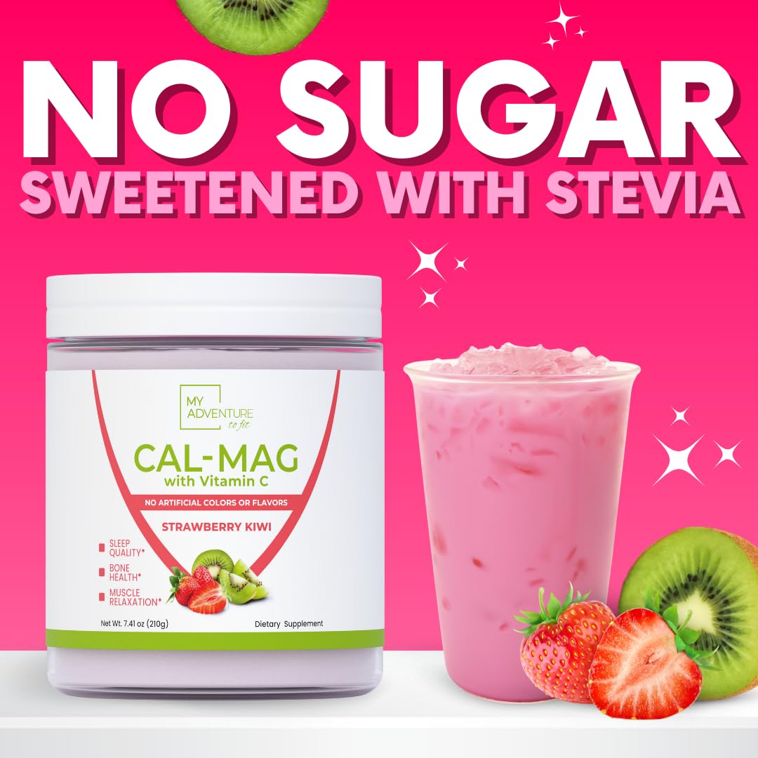 My Adventure to Fit Calcium Magnesium Supplement lifestyle shot with smoothie