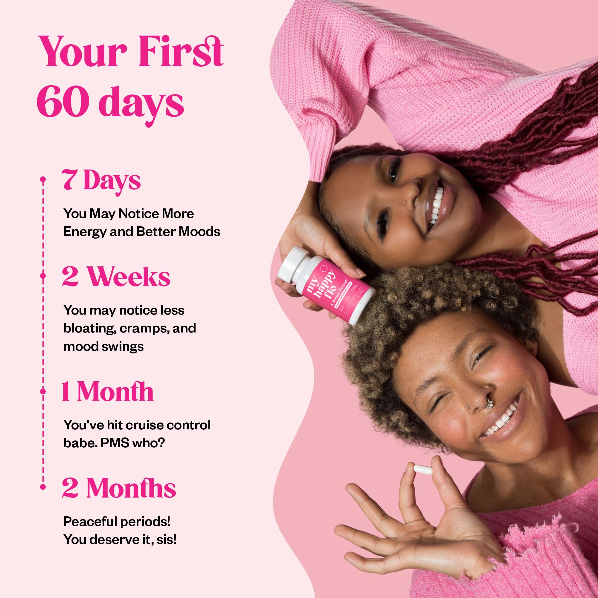 My Happy Flo Menstrual Support Supplement side view