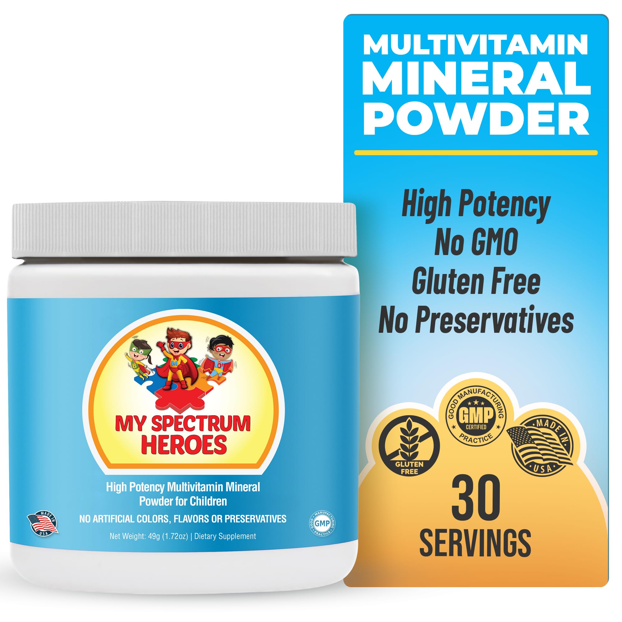 My Spectrum Heroes Kids Powder Multivitamin 61g front view