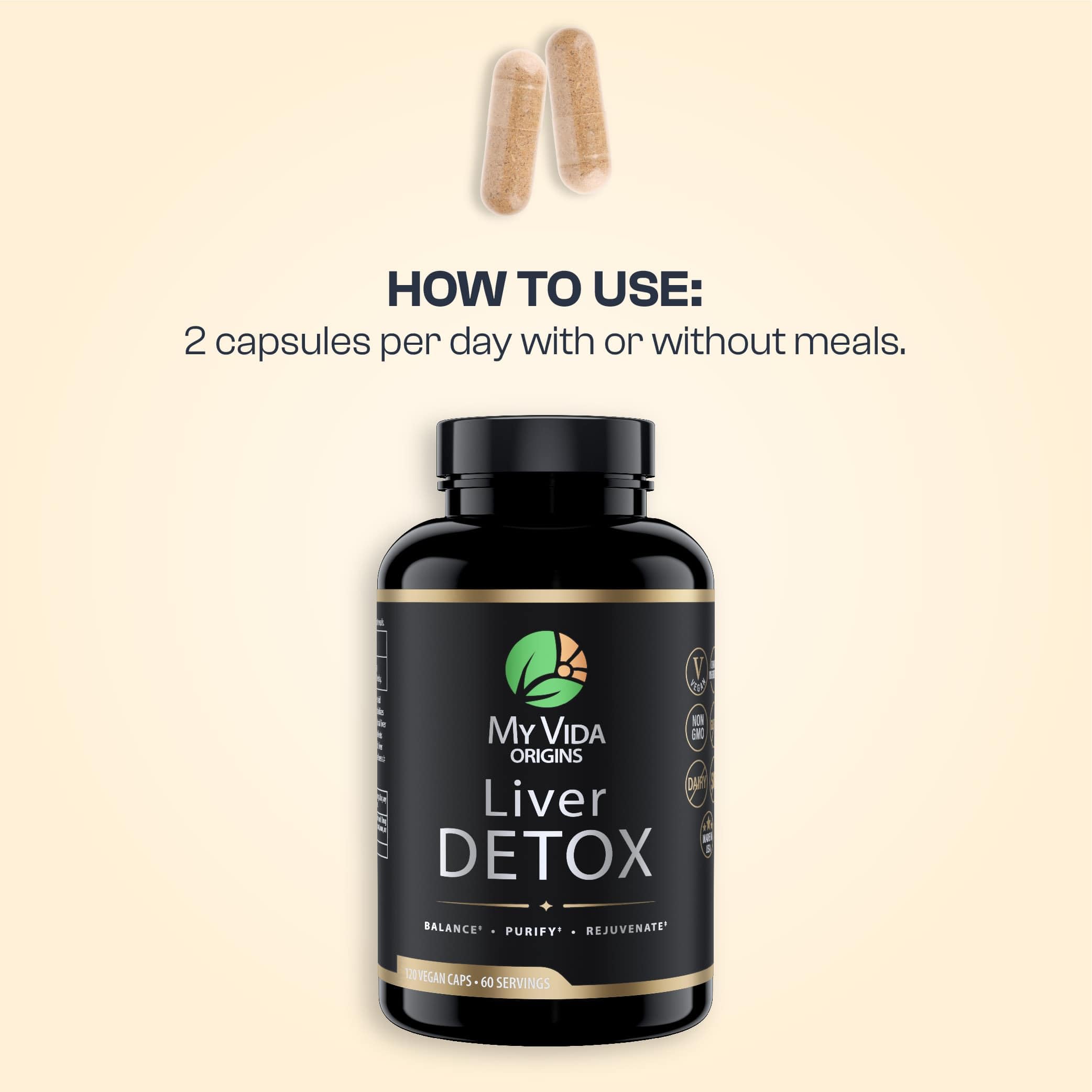 My Vida Origins Milk Thistle Liver Support Supplement with herbal background