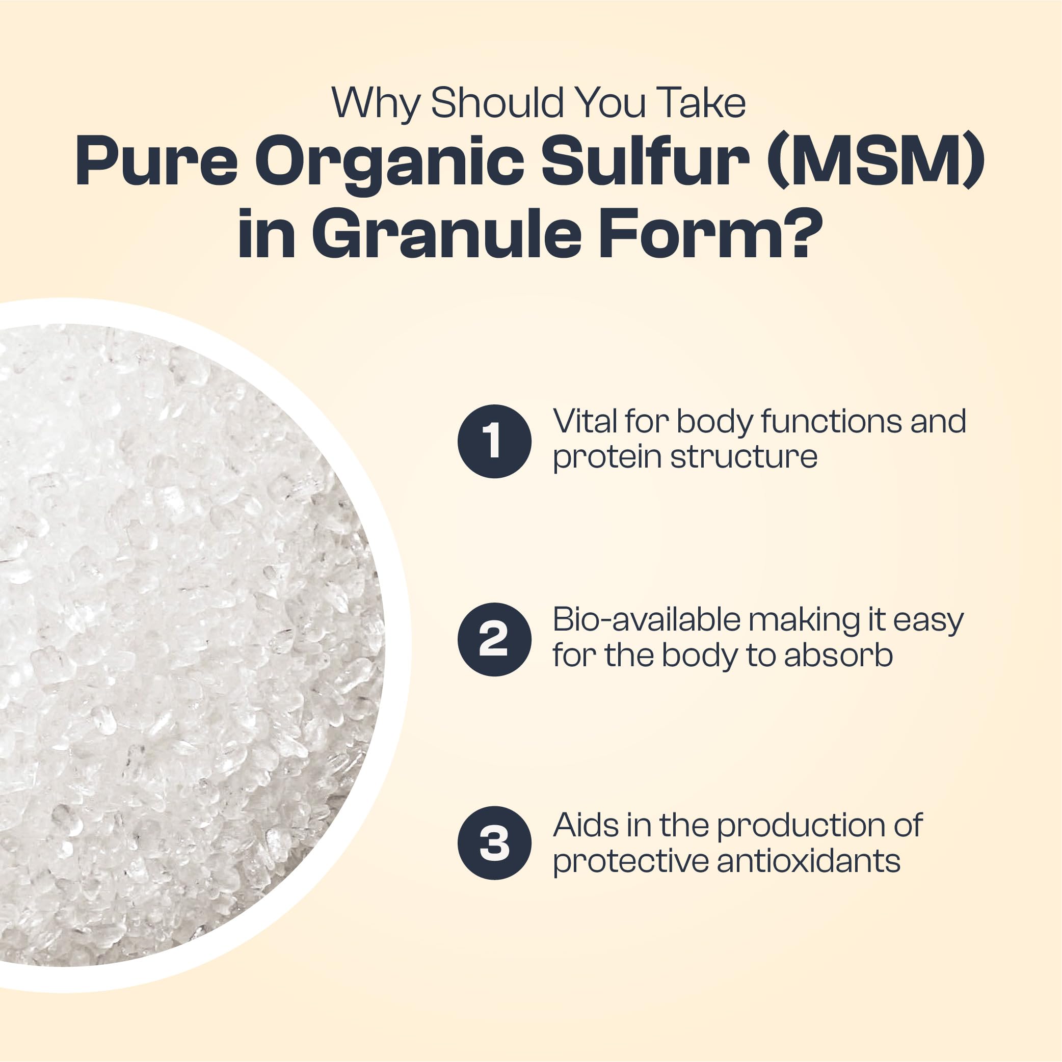 My Vida Origins Pure Organic Sulfur Granules in a bowl