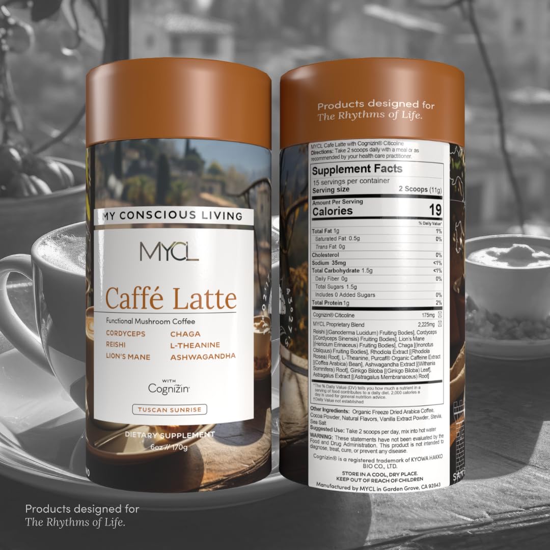 MYCL Mocha Latte Mushroom Supplement packaging side view