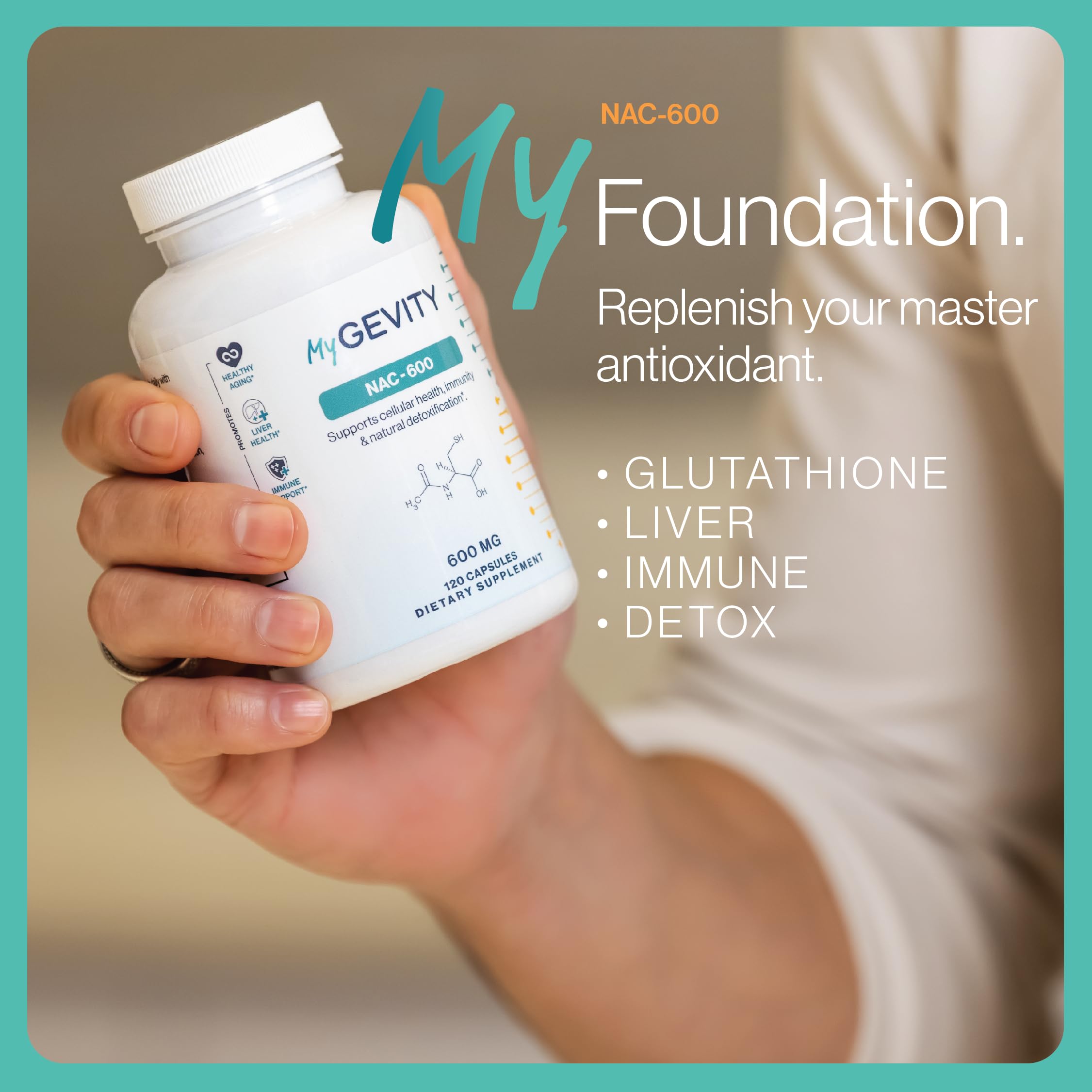 MyGevity NAC 600mg Antioxidant Supplement ingredients list