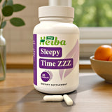 MyHerba Melatonin & Magnesium Sleep Aid with a glass of water