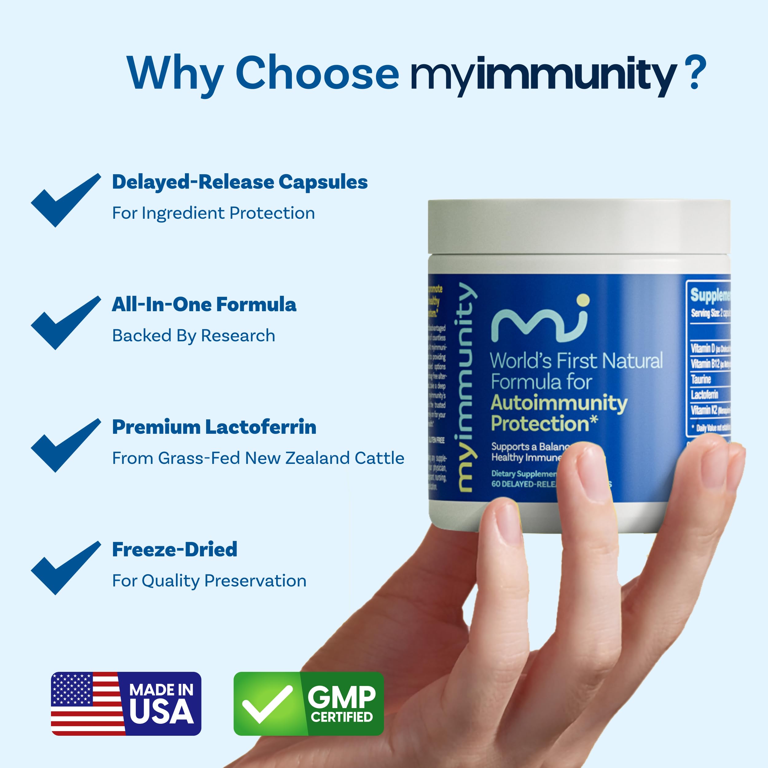 MyImmunity Lactoferrin B12 Supplement 300mg bottle with label