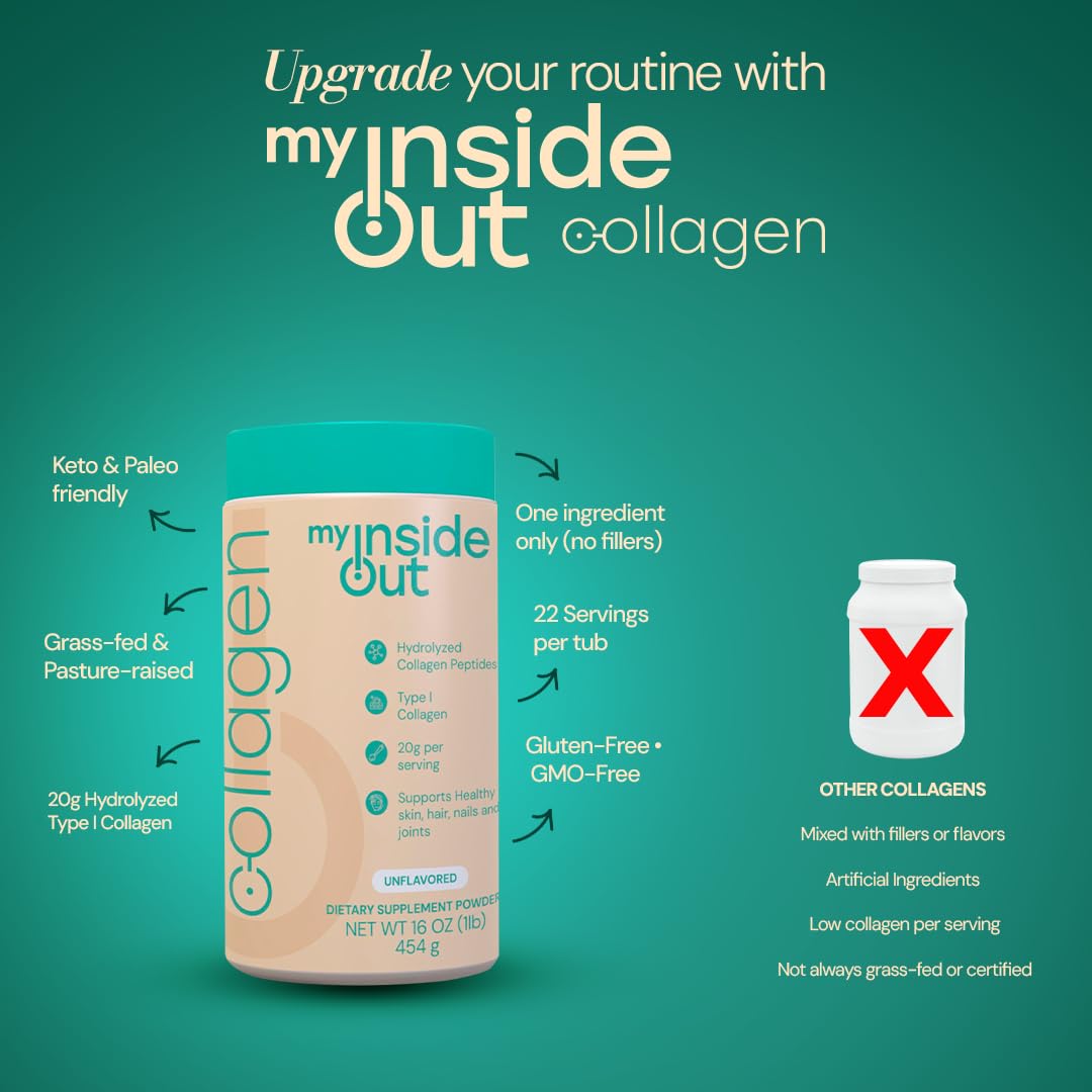 myInsideOut Collagen Powder being added to a smoothie