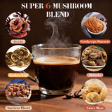 MYKAF 6-in-1 Mushroom Coffee Blend in a cup with coconut milk
