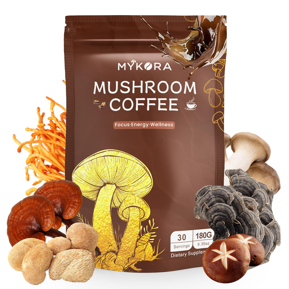 MYKORA Mushroom Coffee Blend packaging front view