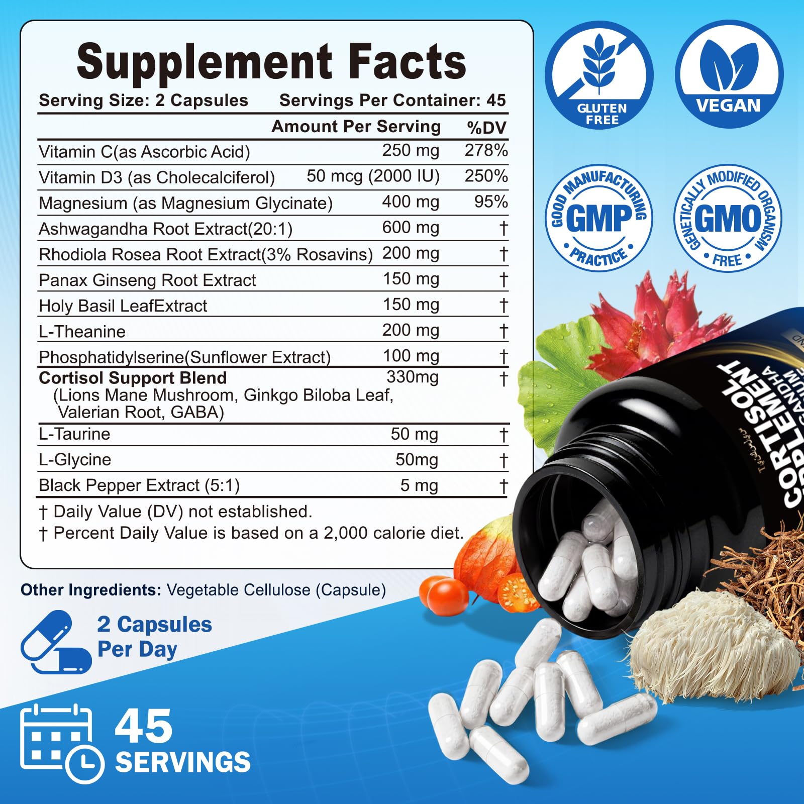 Mynzevirix Ashwagandha Supplement with a glass of water