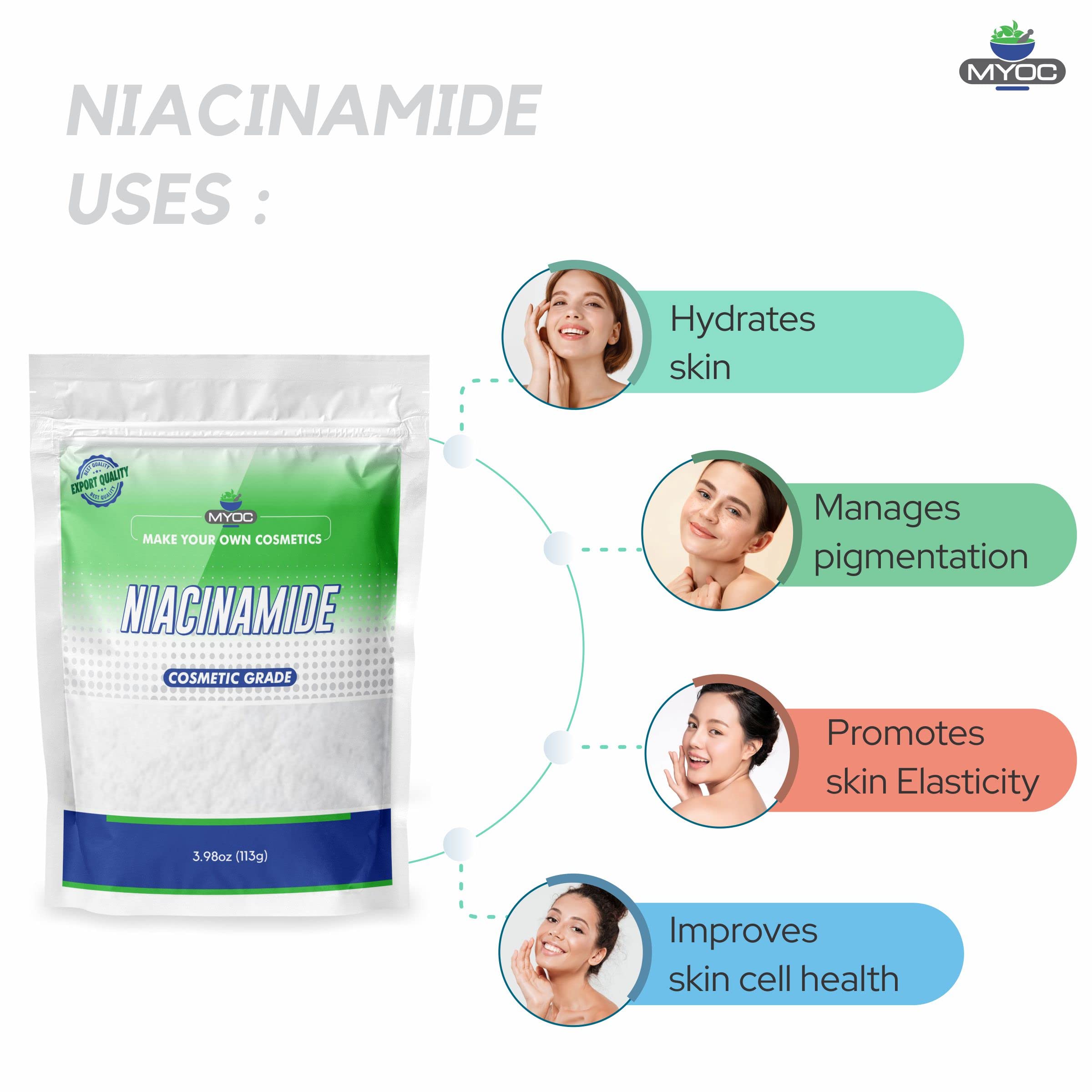 MYOC Niacinamide Powder 111g with mixing tools