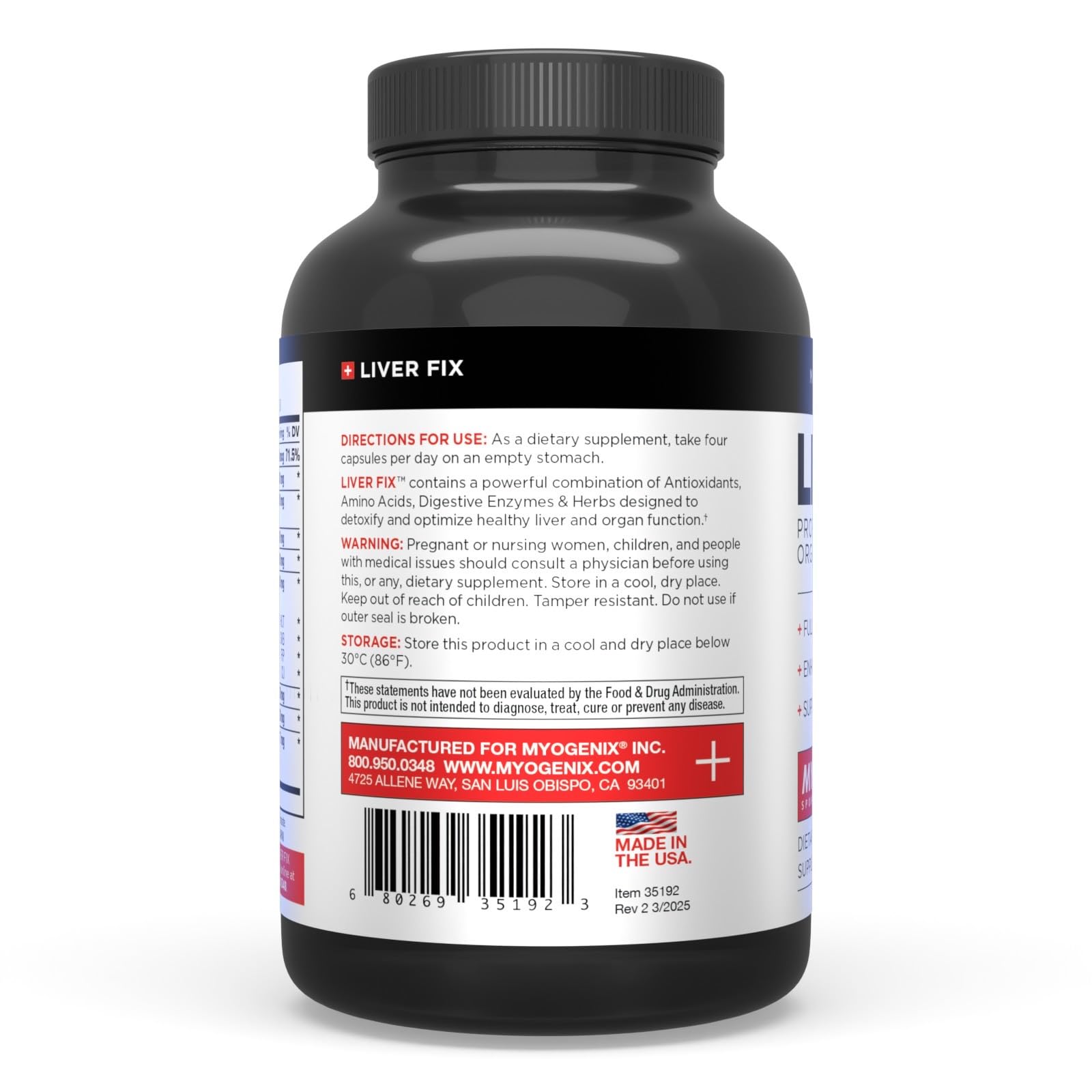 Myogenix Liver Fix Capsules on a wooden table