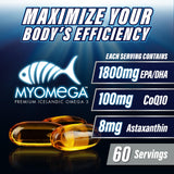 Myogenix Omega-3 Fish Oil Softgels packaging with nutritional information