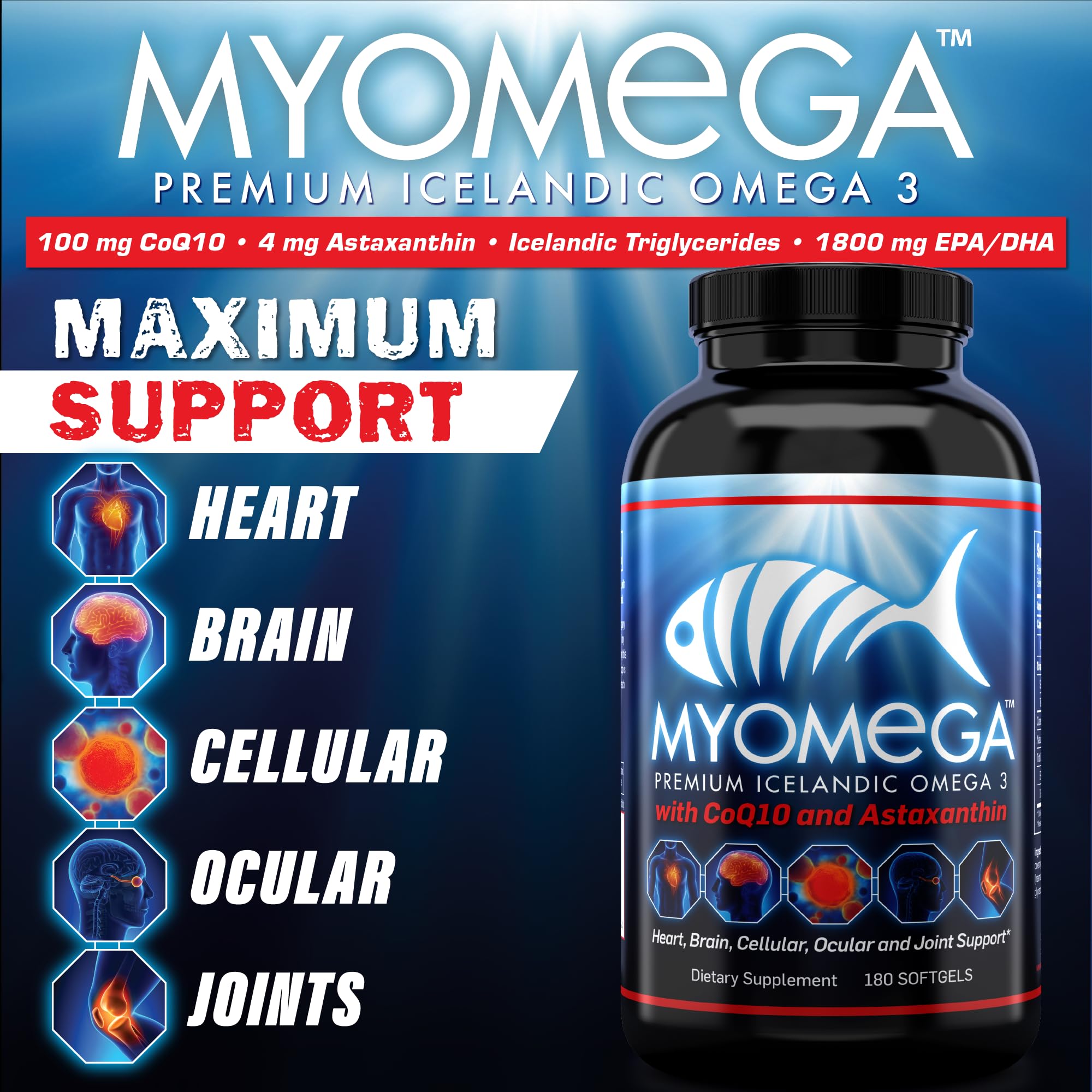 Myogenix Omega-3 Fish Oil Softgels side view showing softgel size