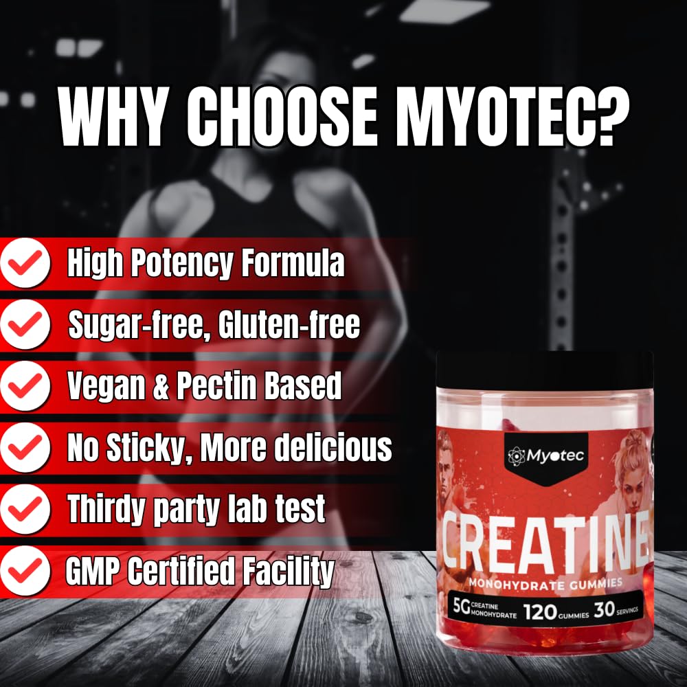 MYOTEC Creatine Monohydrate Gummies in a lifestyle setting