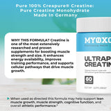 MYOXCIENCE Creapure Creatine 350g mixed in a glass of water