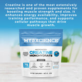 MYOXCIENCE Creatine Monohydrate 390g with a glass of mixed drink