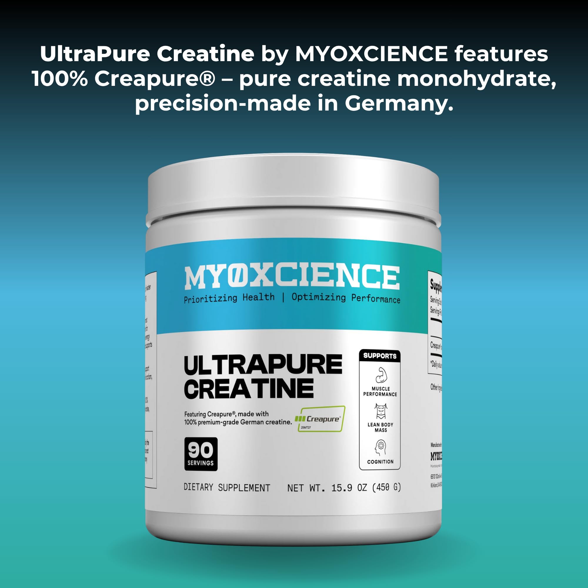 MYOXCIENCE Creatine Powder 350g mixed in a smoothie