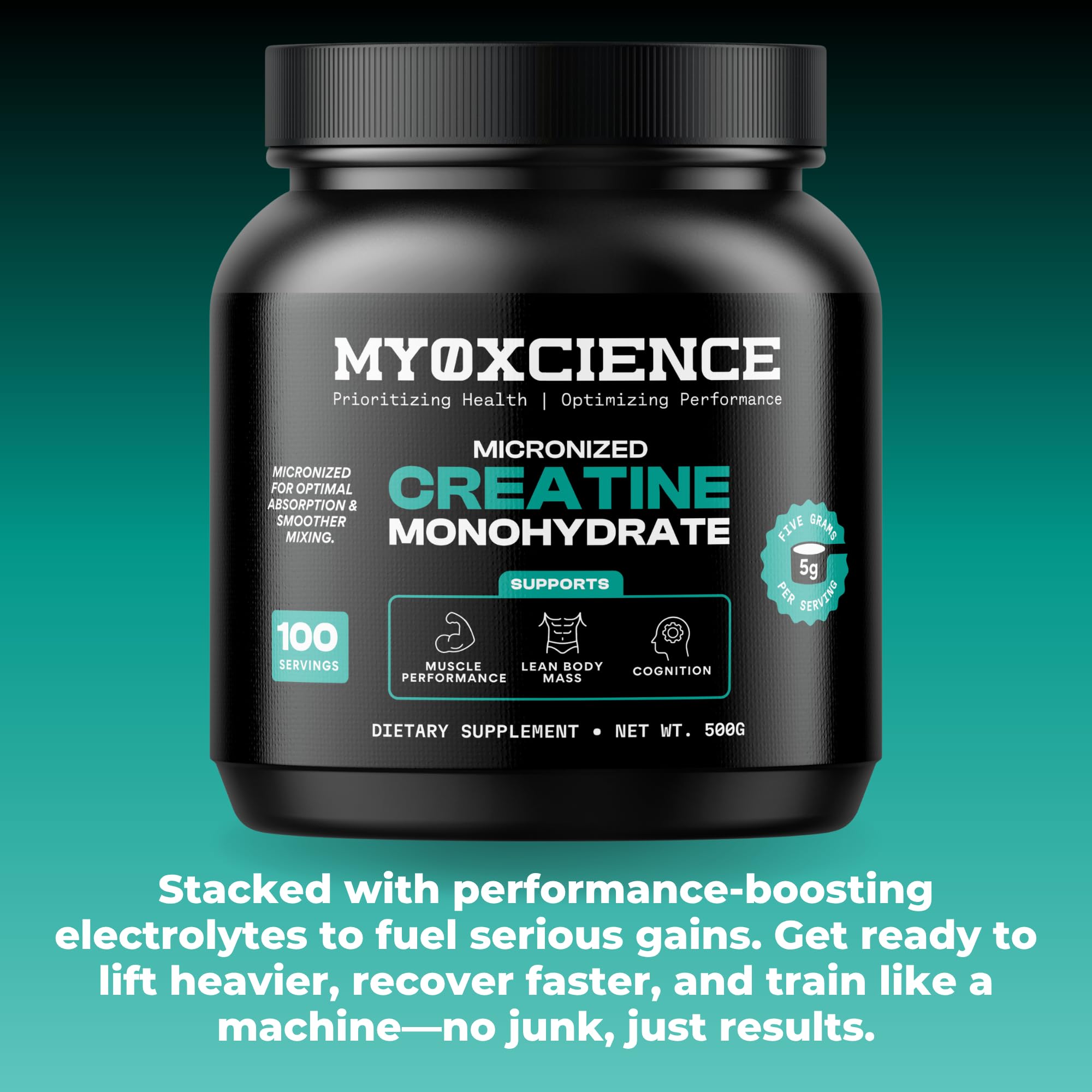 MYOXCIENCE Creatine Powder 535g nutritional information