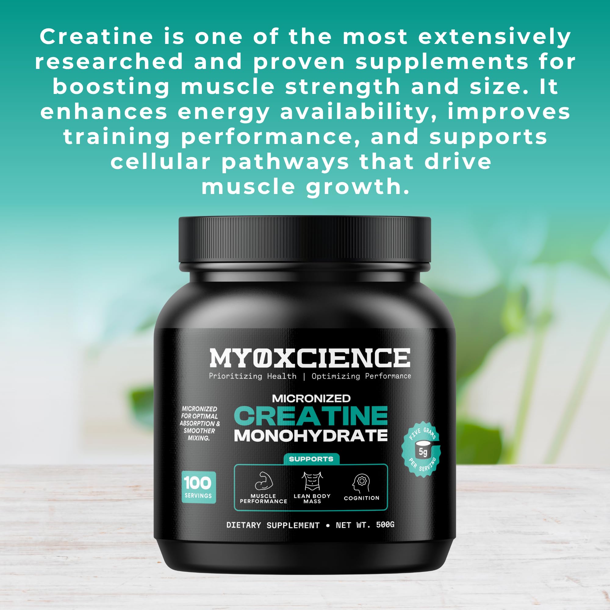 MYOXCIENCE Creatine Powder 535g packaging