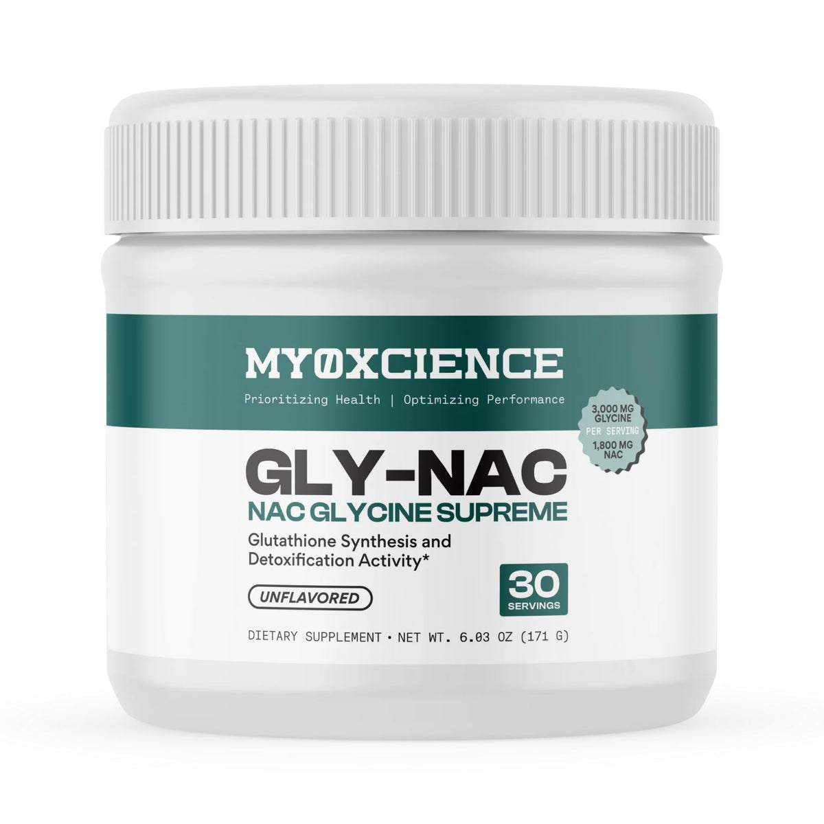 MYOXCIENCE N-Acetyl-L-Cysteine and Glycine 210g front view
