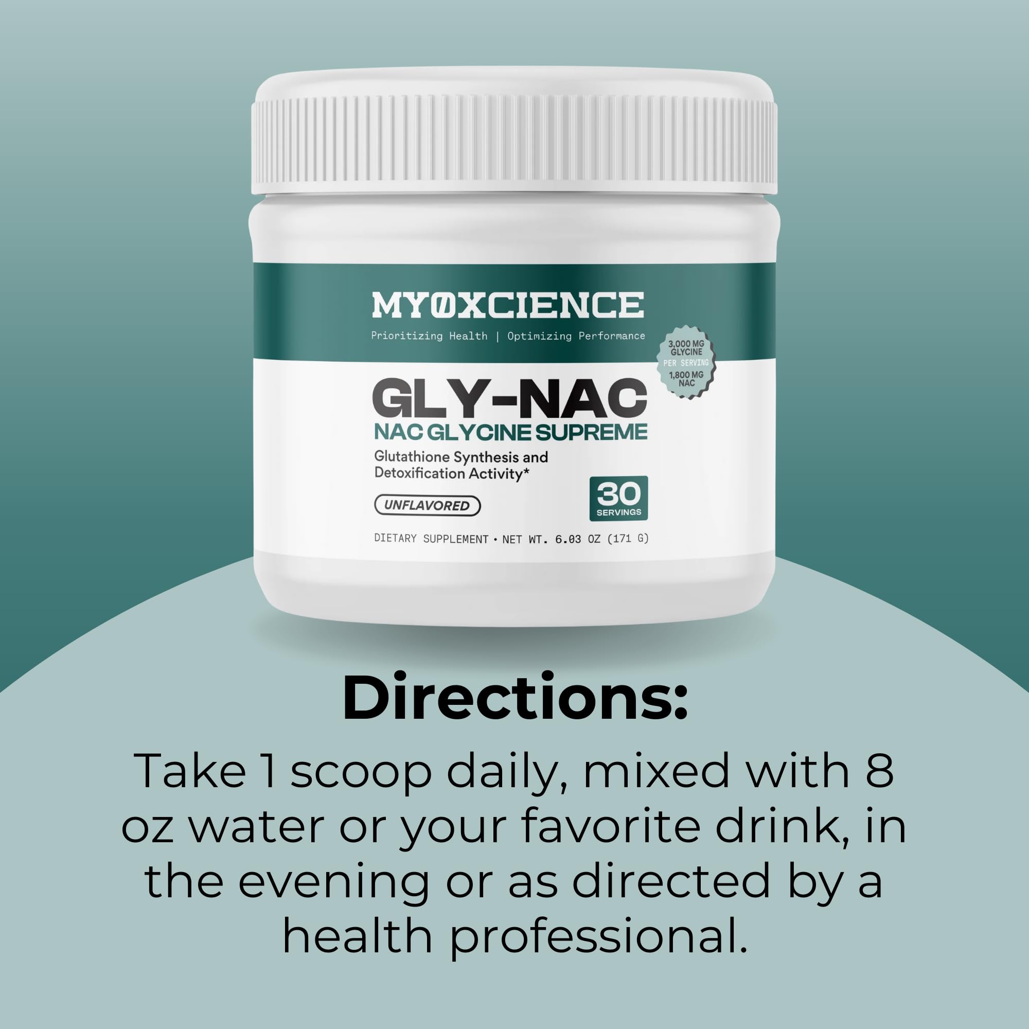 MYOXCIENCE N-Acetyl-L-Cysteine and Glycine 210g lifestyle shot