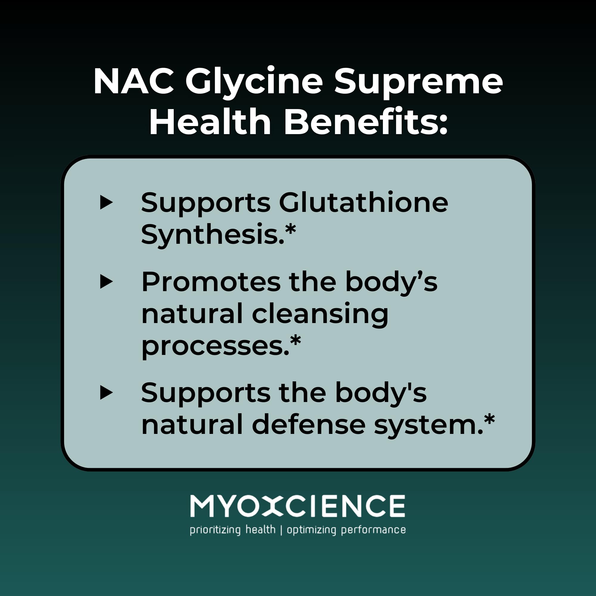 MYOXCIENCE N-Acetyl-L-Cysteine and Glycine 210g with a glass of water
