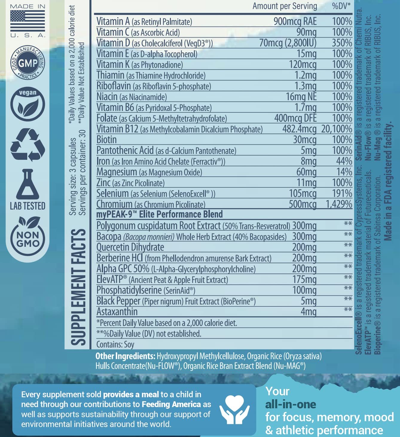 myPEAK Wellness All-In-One Vegan Supplement side view