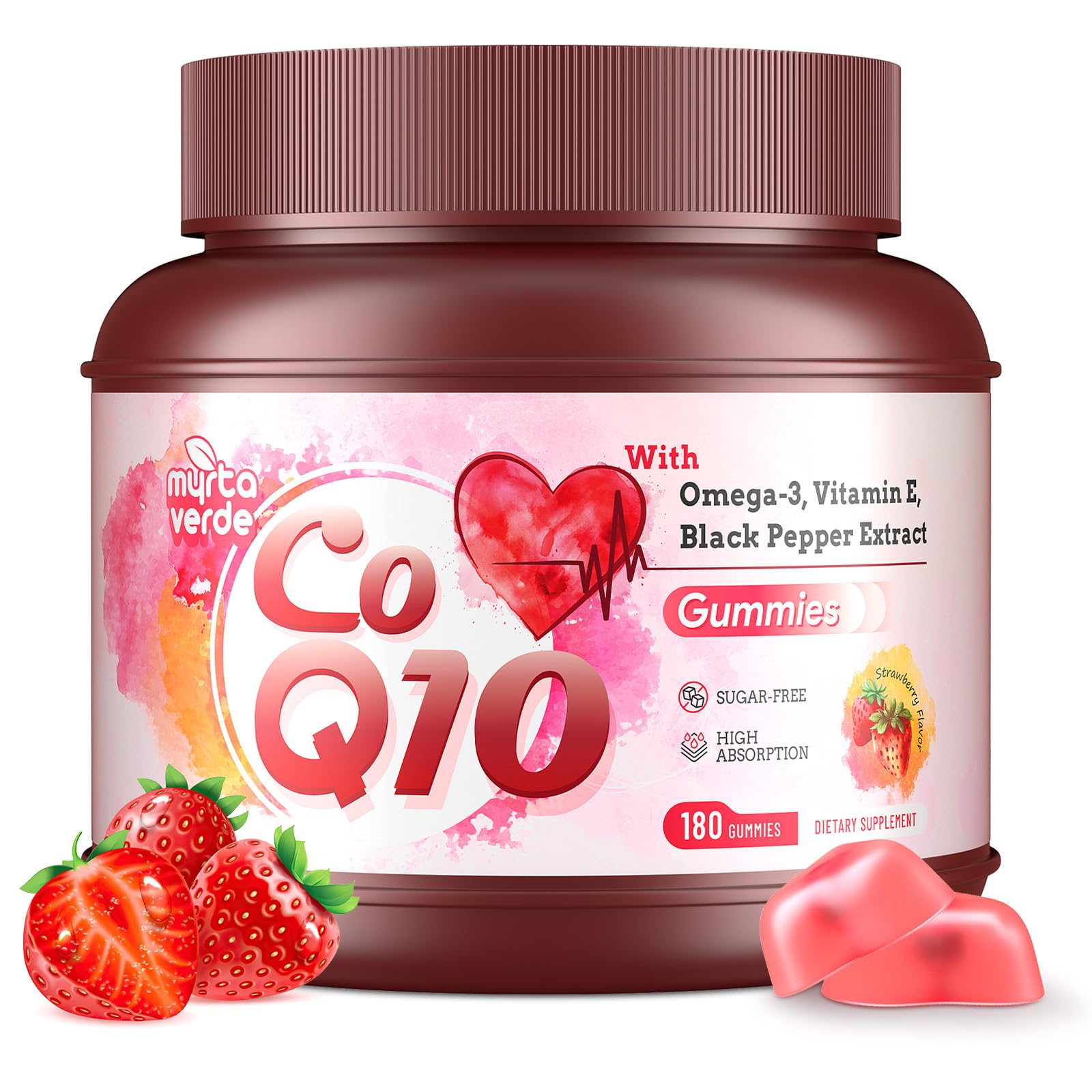 Myrtaverde CoQ10 Gummies 180 count front view