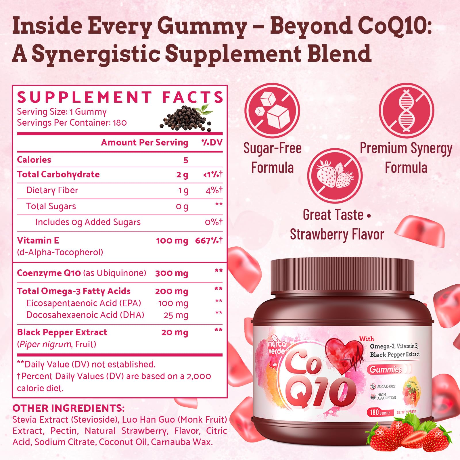 Myrtaverde CoQ10 Gummies packaging details