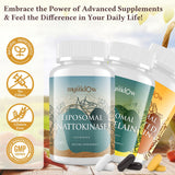Mystidow Curcumin, Bromelain & Nattokinase trio on a wooden table